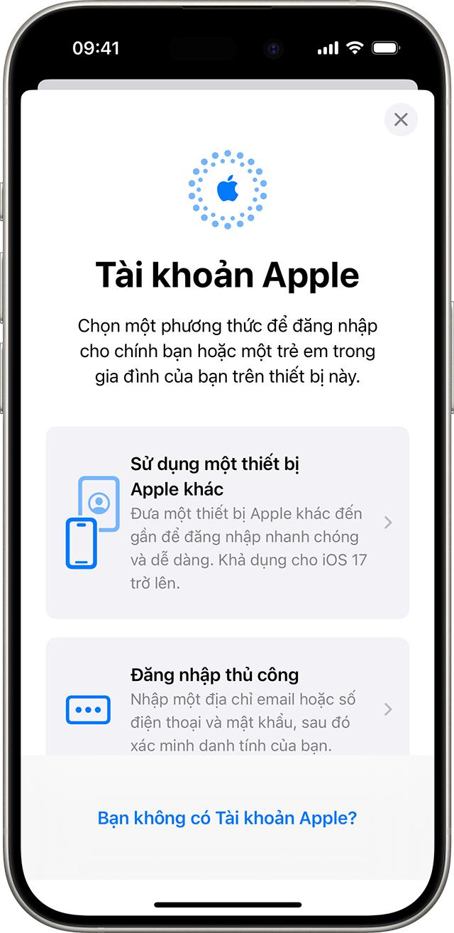 Đăng nhập vào Tài khoản Apple của bạn