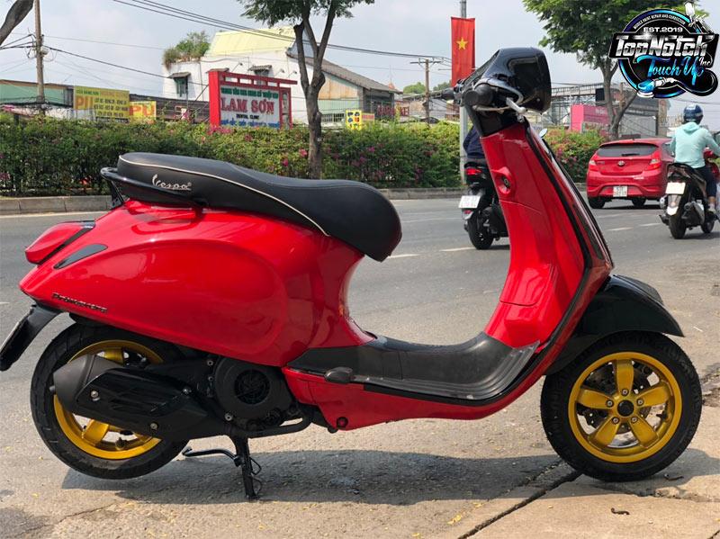 Sơn Xe Vespa Sprint Màu Đỏ Cherry Mạnh Mẽ Đầy Phong Cách