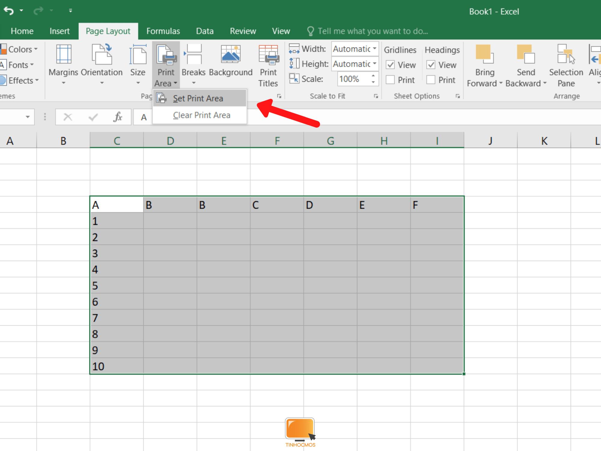 Thiết lập vùng in trong Excel cho bảng tính, sổ tính từ A đến Z