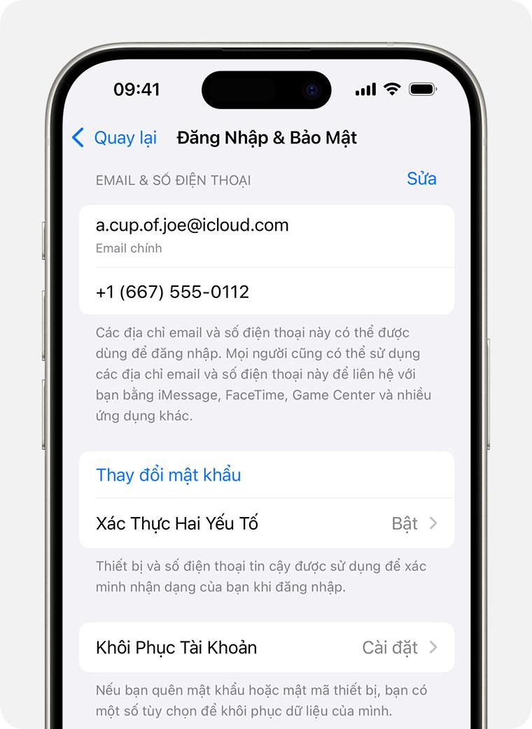 Nếu bạn quên số điện thoại/địa chỉ email chính của Tài khoản Apple