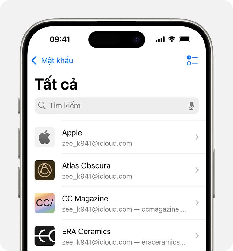 Tìm mật khẩu và mã khóa đã lưu trên iPhone