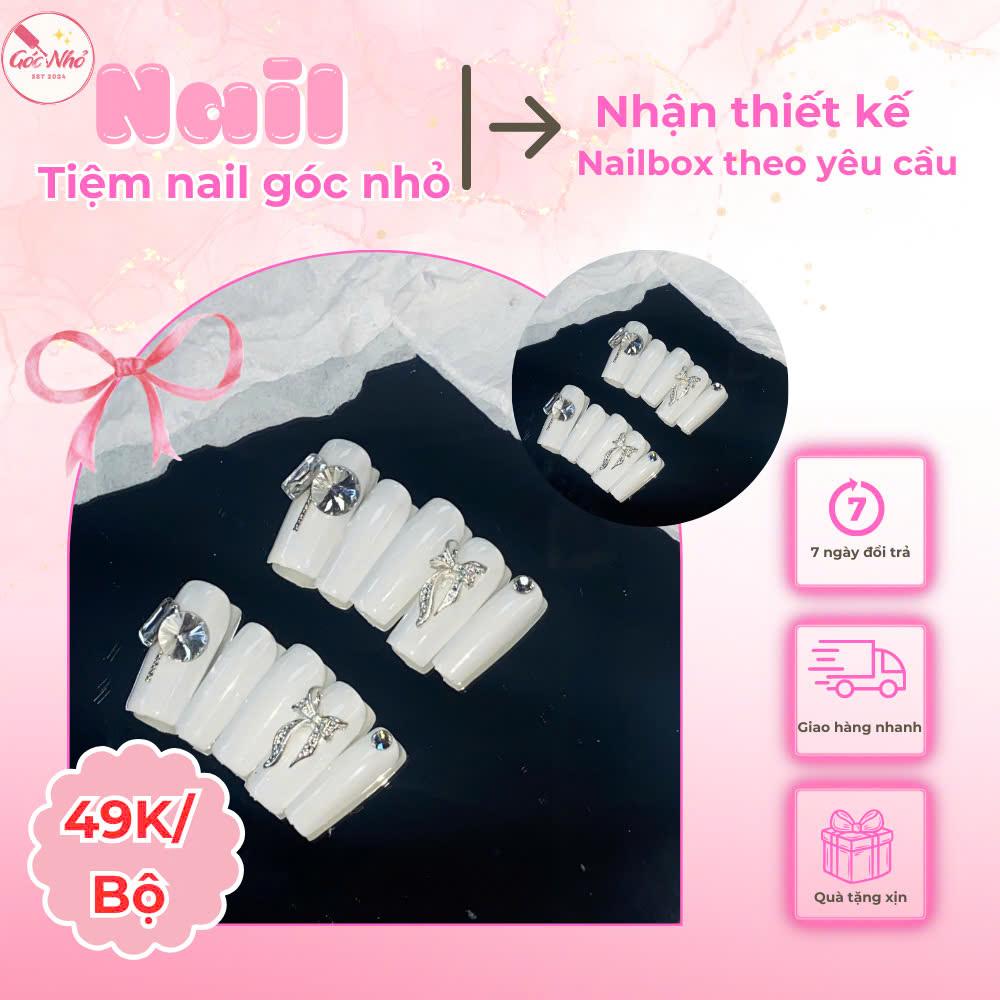 Nail đính đá sang chảnh – Phù hợp nữ chính mỹ kiều