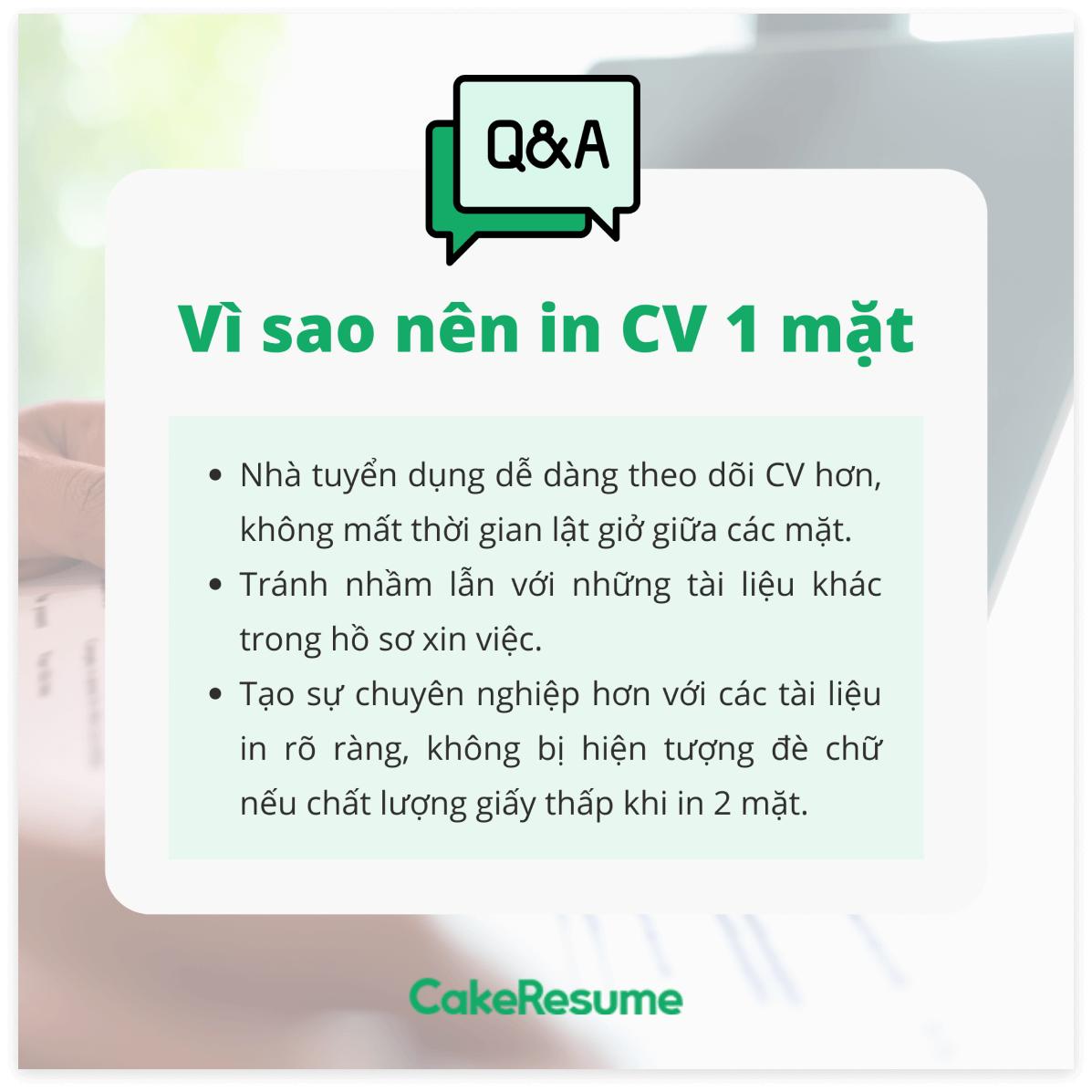 CV nên in 1 mặt hay 2 mặt? In CV bằng giấy gì?