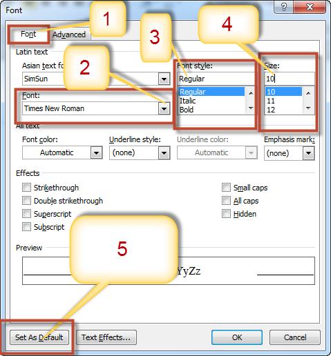 Cài đặt font chữ mặc định trong word, excel và powerpoint 2007, 2013