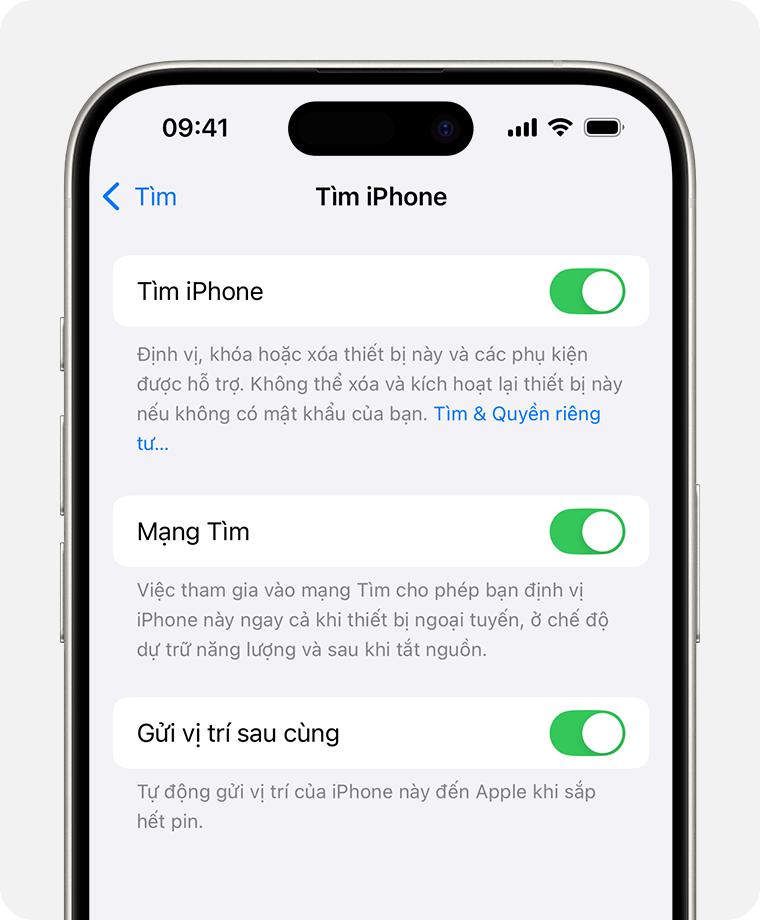 Thiết lập ứng dụng Tìm trên iPhone, iPad hoặc máy Mac