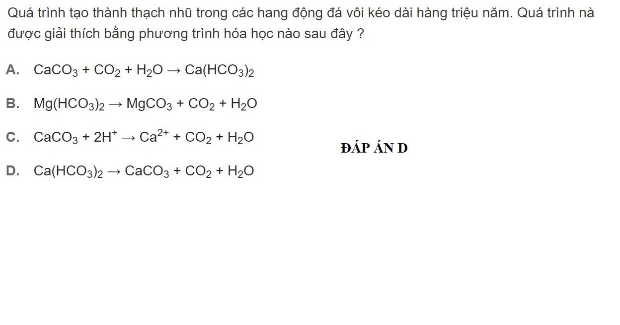 Thạch nhũ trong hang động đá vôi được hình thành như thế nào?