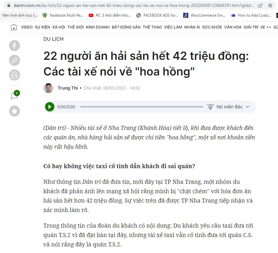 Chi hoa hồng cho tài xế khi chở đến ăn hải sản